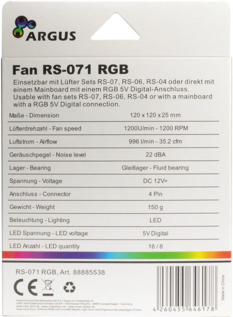 Cooler Argus RS-071 RGB (4260455646178) - obraz 6