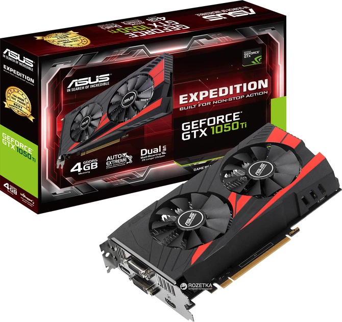 Видеокарта Asus PCI-Ex GeForce GTX 1050 Ti Expedition 4GB GDDR5