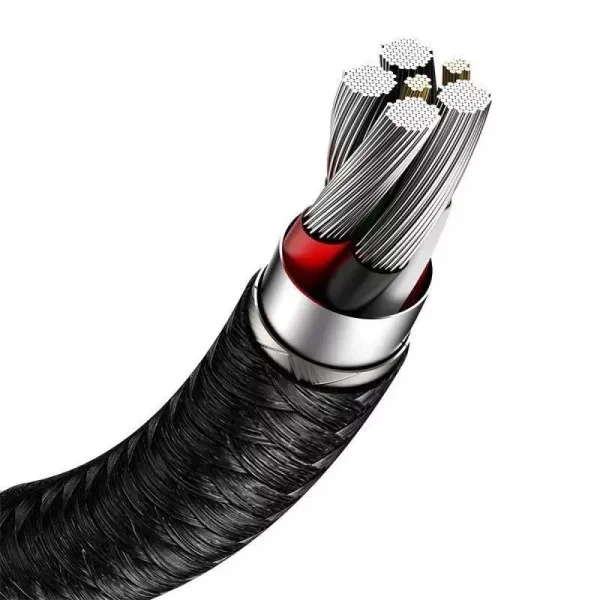 Кабель Baseus Cafule Metal Data Type-C 66W (2m) (black) - зображення 4