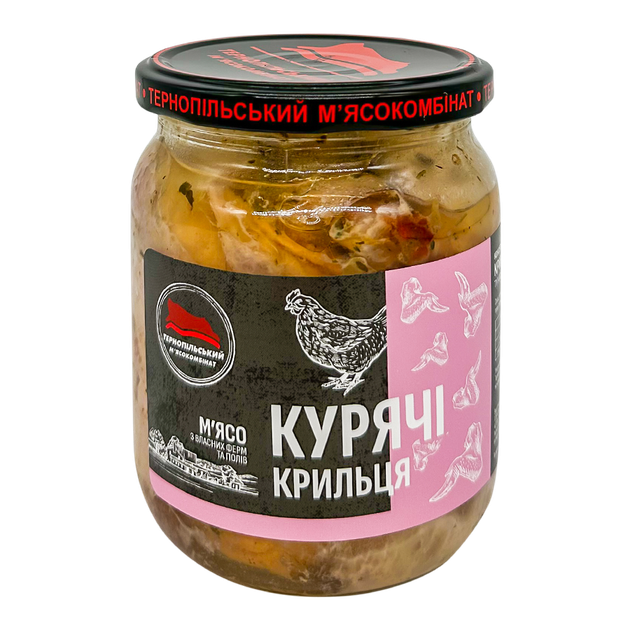 Крильця курячі в власному соку Тернопільський м'ясокомбінат 500 г - Фото 1 Крильця курячі в власному соку Тернопільський м'ясокомбінат 500 г - зображення 1