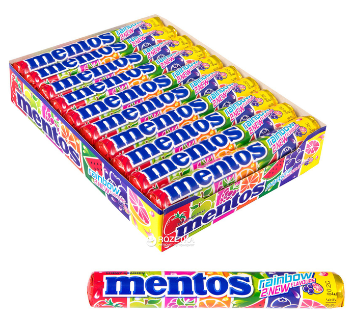 Упаковка жевательного драже Mentos Радуга 20 шт x 37 г (87311396 ...