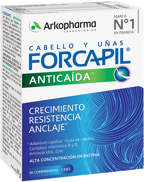 Вітаміни та мінерали Arkopharma Forcapil Проти випадіння волосся та нігтів 30 таблеток (8428148465741) - зображення 1