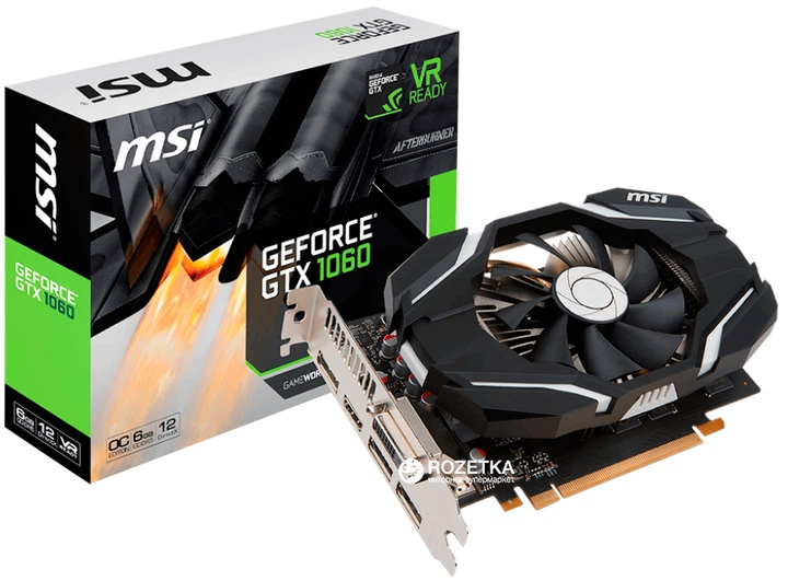 Видеокарта MSI PCI-Ex GeForce GTX 1060 OC 6GB GDDR5 (192bit) (1544