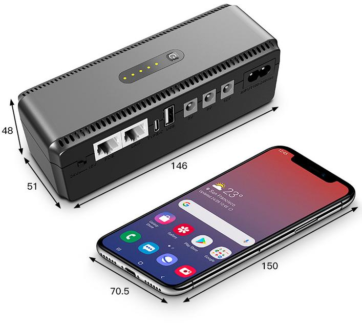 (ИБП) UPS для роутера/терминала DC1018P - 12V/ 9V/ 5V 10400 mAh 18W черный (Дизайн 3, компактный) - изображение 5