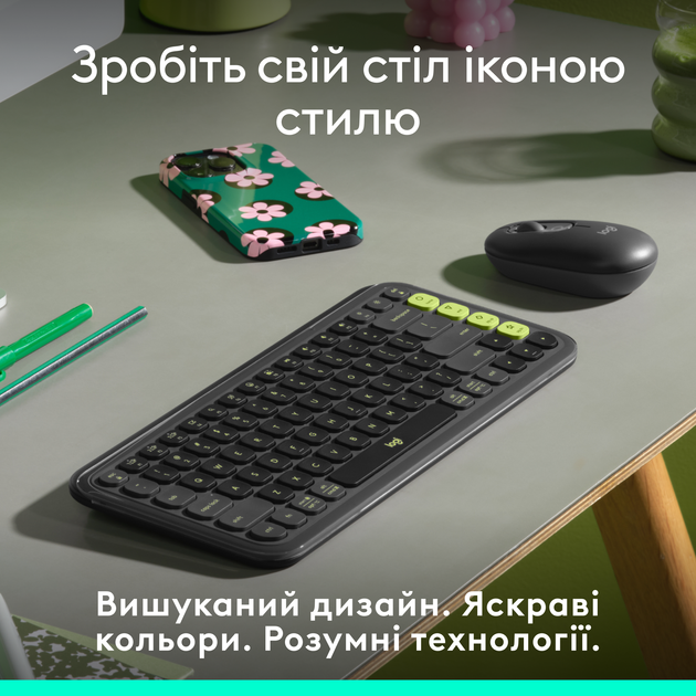 Клавіатура бездротова Logitech POP Icon Keys Wireless Graphite (920-013157) - зображення 2