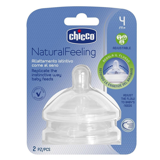 Соска силіконова змінний потік (4 міс.) Chicco Natural Feeling 2 шт. (8058664008247) - зображення 1