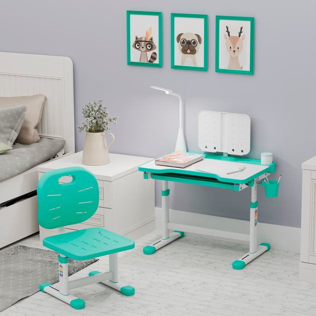 Комплект Evo-kids стул + стол + полка + лампа Зеленый (Evo-17 Z Ergo) - изображение 2