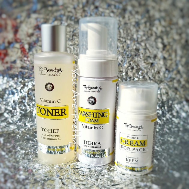 Набор для ухода за лицом с витамином С Top Beauty (пенка, тонер и крем ...