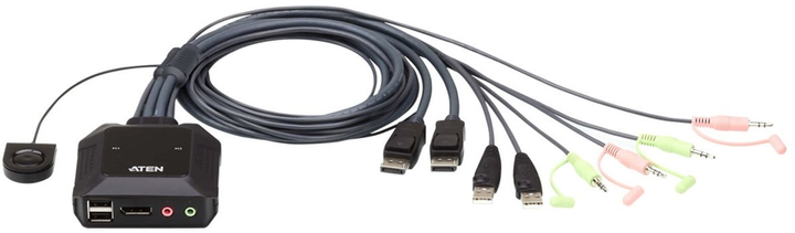 Przełącznik KVM ATEN CS22DP USB-C DisplayPort 4K Black (CS22DP-AT) - obraz 1