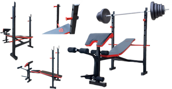 Лавка для жиму RN-Sport ReadMeBlack + 4 грифи, 100 кг дисків (RMB-100) - зображення 7