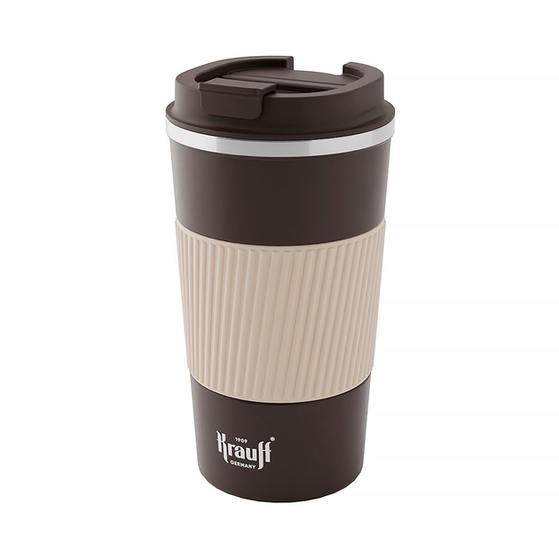 Photos - Thermos Krauff Термокружка 510 мл  з силіконовою накладкою коричнева нержавіюча сталь арт. 26-309-012 