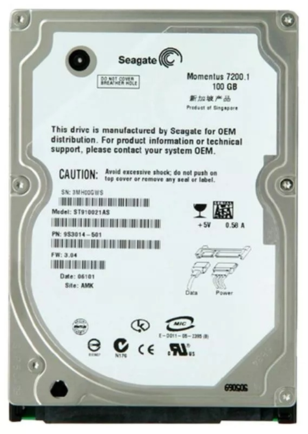 Жесткий диск 100 ГБ Seagate (2.5", 7200 об/мин, 8 МБ, SATA, ST910021AS ...
