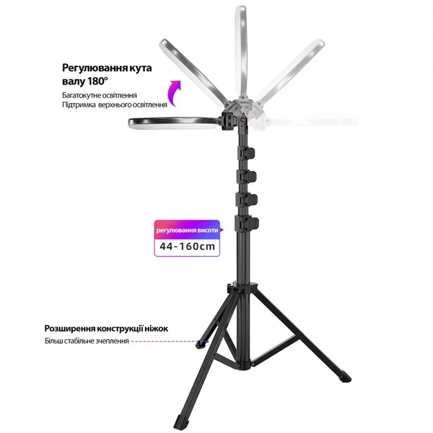 Кольцевая светодиодная RGB лампа Proove Halo (10inch) со штативом (1.6м.) - Фото 2 Кольцевая светодиодная RGB лампа Proove Halo (10inch) со штативом (1.6м.) - изображение 2