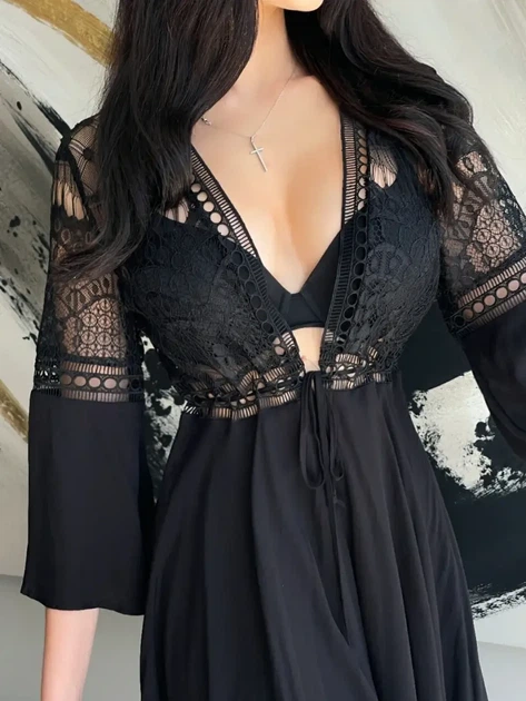 Туника-халат для пляжа Z.Five 32002 черный (бедра 111-115 см) 46 (XXXL) - Фото 3 Туника-халат для пляжа Z.Five 32002 черный (бедра 111-115 см) 46 (XXXL) - изображение 3