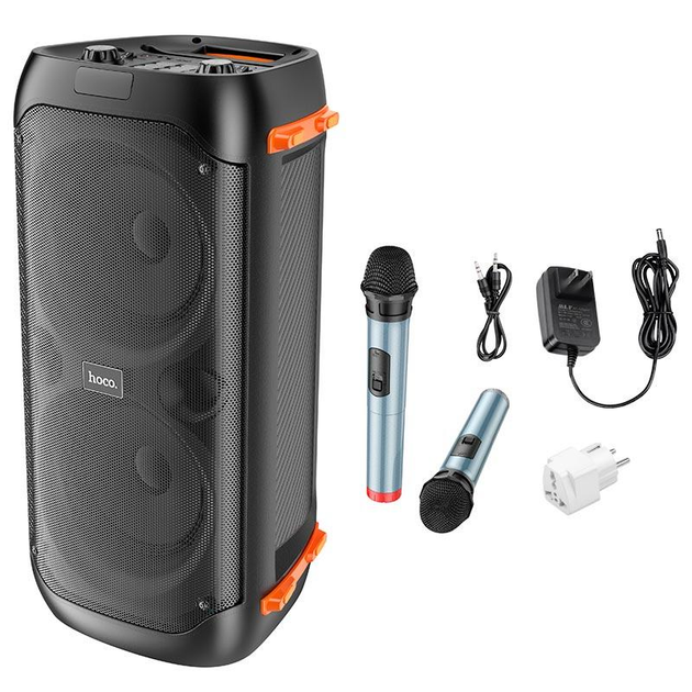 Портативная колонка-караоке Hoco BS53 Manhattan (Беспроводная, 40 Вт, AUX, Bluetooth, TF карта (MicroSD), USB, 2 микрофона) - Черный - изображение 5