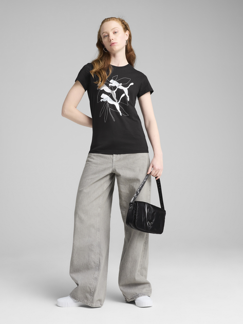 Футболка бавовняна жіноча Puma Graphics Branded Leaf Tee 68508201 S Black з принтом (4067984234834) - зображення 3