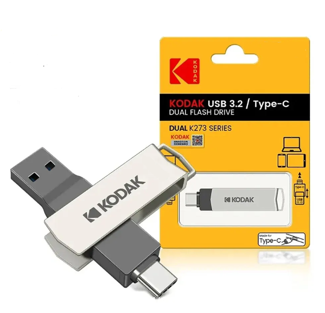 Флешка USB 2в1 Kodak 64GB Type-C USB 3.1 для телефона и компьютера Silver - изображение 5