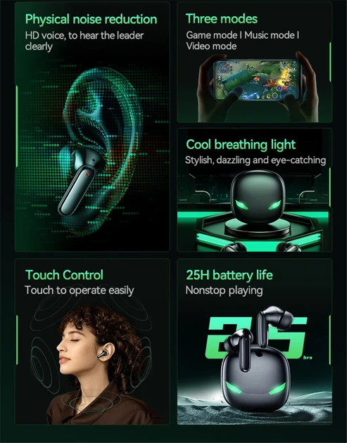 Ігрові бездротові навушники Remax G1 Gaming ENC TWS Bluetooth 5.3 стерео гарнітура з мікрофоном White - зображення 4