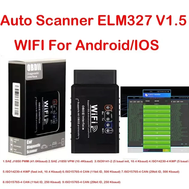 Автосканер OBD2 WIFI ELM327 V1.5 Bluetooth адаптер для диагностики авто для iPhone IOS /Android - изображение 3