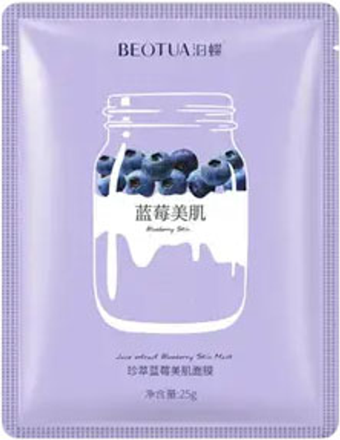 Упаковка тканевых масок BEOTUA Blueberry Skin Mask Антибактериальная с экстрактом черники 25 г х 5 шт (6941349303565) - изображение 2