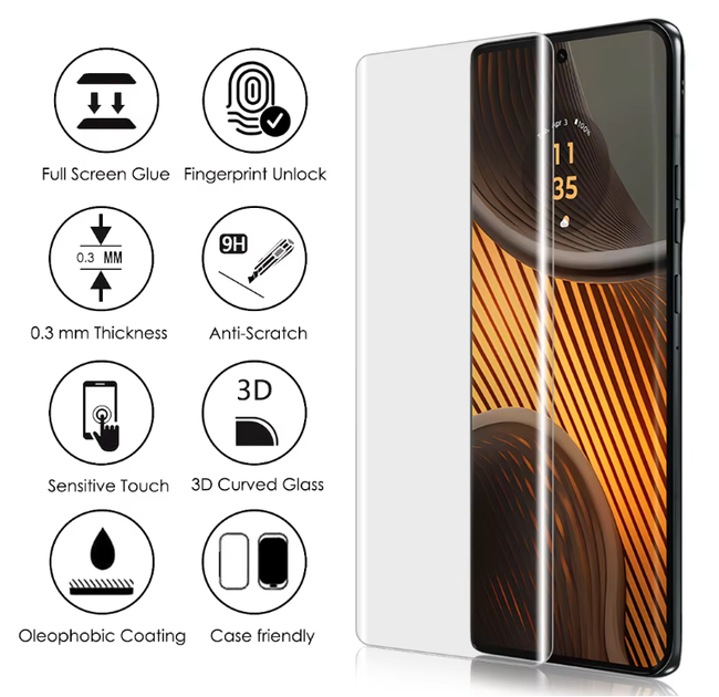 Защитное стекло DK для Motorola Moto G85 | UV Curved (018848) (clear) - Фото 6 Защитное стекло DK для Motorola Moto G85 | UV Curved (018848) (clear) - изображение 6