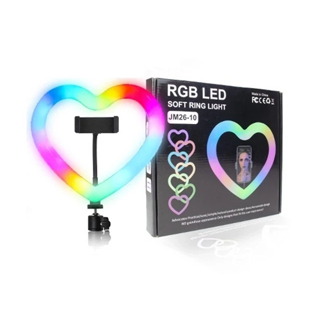 Кольцевая LED лампа RGB Сердце 26 см 16 ВТ и штатив 2.1 метра - Фото 4 Кольцевая LED лампа RGB Сердце 26 см 16 ВТ и штатив 2.1 метра - изображение 4