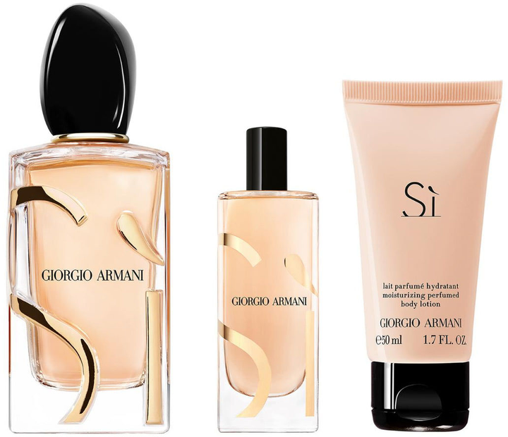 Zestaw damski Giorgio Armani Si Woda perfumowana 100 ml + Miniaturka Woda perfumowana 15 ml + Perfumowane mleczko do ciała 50 ml (3614274186109) - obraz 1