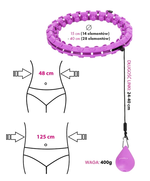 Хула-хуп HMS HHW12 Plus Size з вкладками та обтяжувачем Фіолетовий (5907695545265) - зображення 9