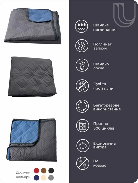Покривало U-tek Аквастоп сіре Євро 210х220 см Quilt Blank PollyPU (BLPU210220) - зображення 5