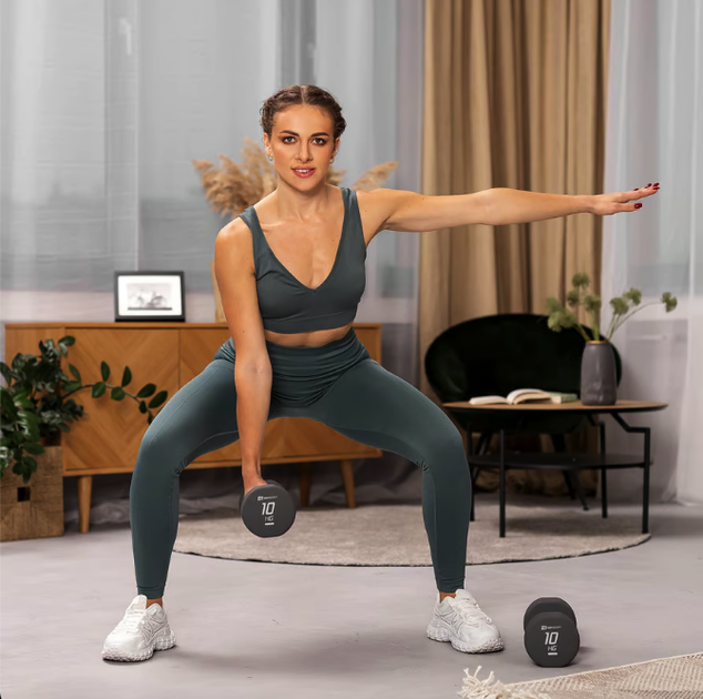Гантели для фитнеса неопреновые круглые Hop-Sport HS-V100DR 2x10кг серый - изображение 3