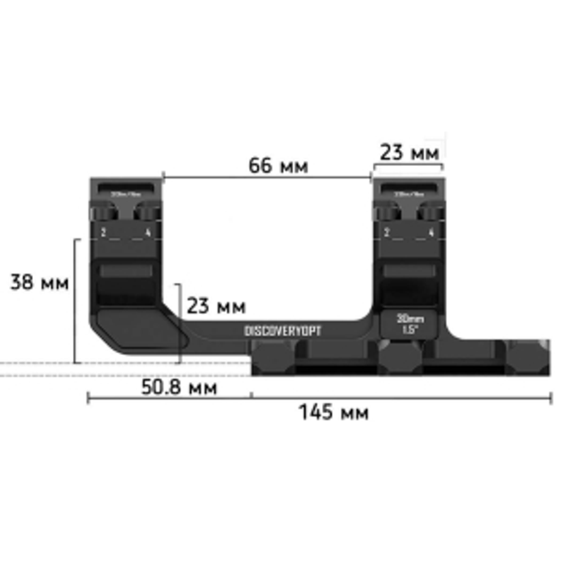 Моноблок DISCOVERY Scope Mount ONE-PIECE High Profile For Picatinny 30mm 1,5inch (202401), шт - зображення 2