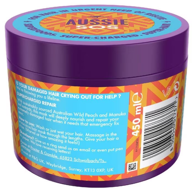 Maska do włosów Aussie SOS Supercharged Repair 450 ml (8006540017319) - obraz 3