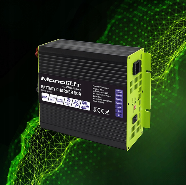 Зарядное устройство для аккумуляторов LiFePO4 AGM GEL SLA 80A 12V Qoltec - изображение 9