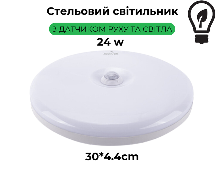 Светильник настенно-потолочный Labot 24W 4000К IP65 с датчиком движения и датчиком присуствия - Фото 1 Светильник настенно-потолочный Labot 24W 4000К IP65 с датчиком движения и датчиком присуствия - изображение 1
