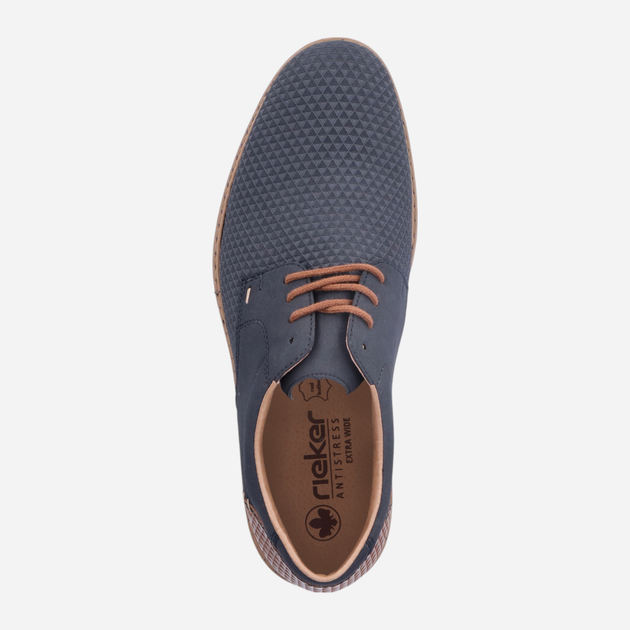 Buty derby męskie skórzane RIEKER 16504-16 46 (11UK) 30.3 cm Granatowe (4059954026600) - obraz 9