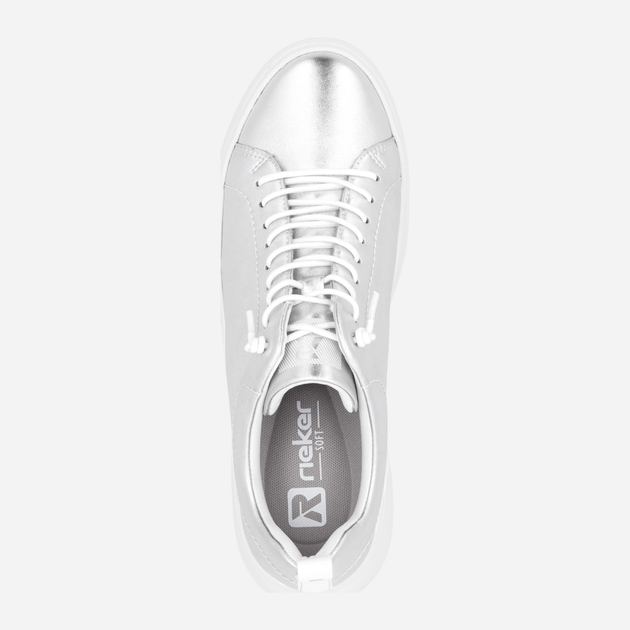 Sneakersy damskie skórzane RIEKER W2301-90 39 (6UK) 25.7 cm Srebrne (4061811714698) - obraz 9