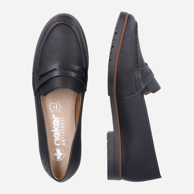 Loafersy damskie skórzane RIEKER 45300-00 38 (5UK) 25 cm Czarne (4061811826629) - obraz 8
