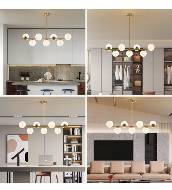 Люстра LED 7 куль Е14 L100 Золото (34386) - изображение 4