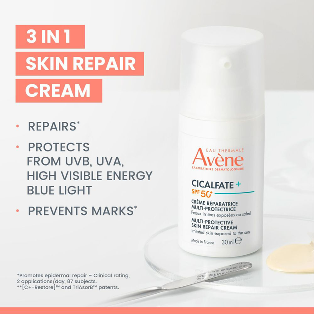 Сонцезахисний крем Avene Cicalfate+ SPF 50+ 30 мл (3282770394467) - зображення 3
