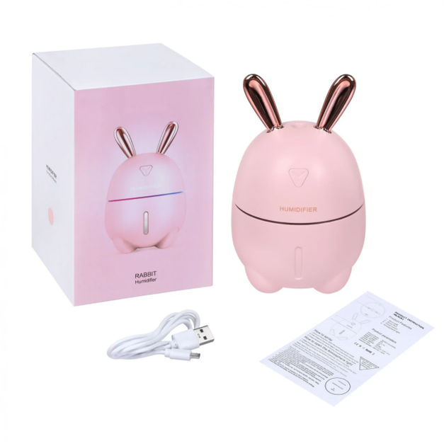 Увлажнитель воздуха и ночник 2 в 1 Humidifier Rabbit Розовый - изображение 3