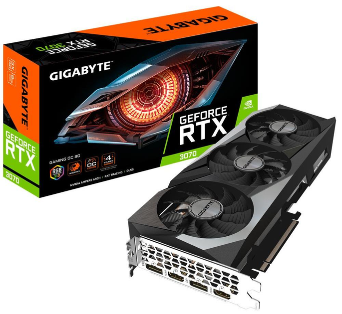 Відеокарта Gigabyte GeForce RTX 3070 GAMING OC 8G, 256-bit, HDMI 2.1/DP, 8GB GDDR6, Ampere, DirectX 12 Ultimate, WINDFORCE 3X Cooling, OC Graphics Card (RTX 3070 GAMING OC 8G) - Certified Refurbished - зображення 1