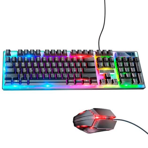 Игровая клавиатура + мышь Hoco GM18 Luminous Black проводная з подсветкой - изображение 1