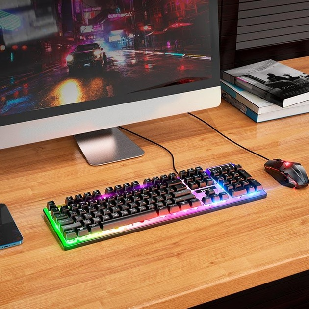 Игровая клавиатура + мышь Hoco GM18 Luminous Black проводная з подсветкой - изображение 2