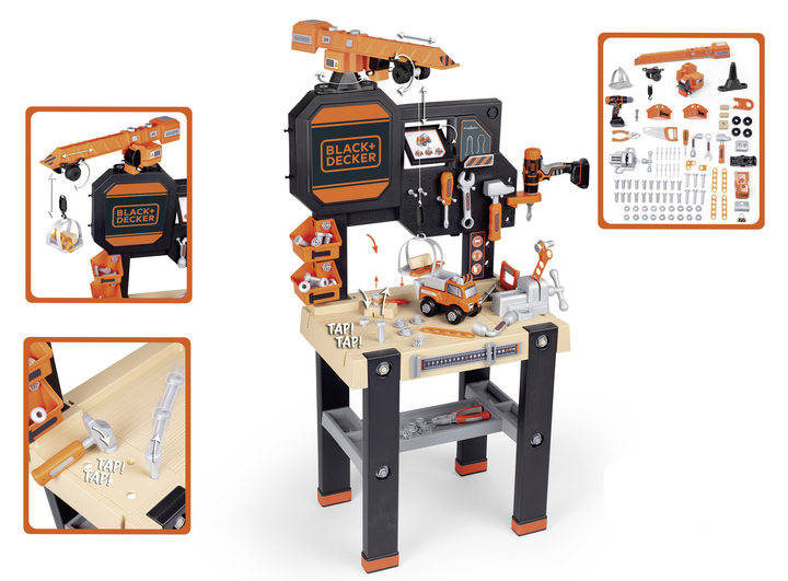 Zestaw zabawkowy Smoby Black & Decker warsztat z dzwigiem 117 x 82 x 35 cm (360731) (3032163607311) - obraz 5