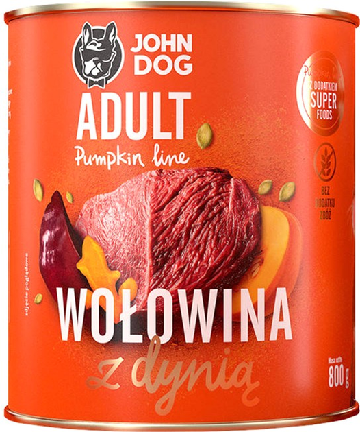 Karma mokra dla psów John Dog Pumpkin Line wołowina z dynią 800 g (5903769000722) - obraz 1