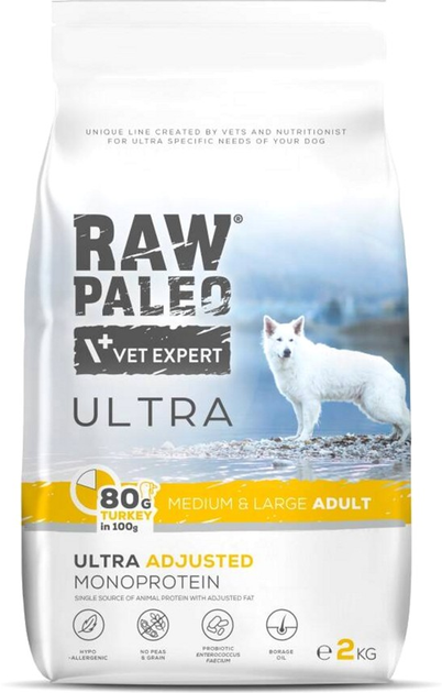 Сухий корм для собак Raw Paleo Ultra монопротеїновий з індичкою 2 кг (5902414210998) - зображення 1