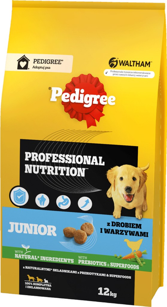 Сухий корм для цуценят Pedigree Junior Professional Nutrition з птицею та овочами 12 кг (5900951310478) - зображення 1