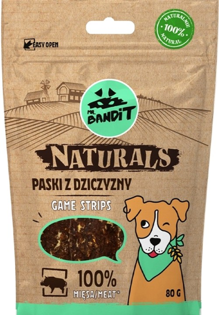 Ласощі для собак Mr. Bandit Naturals смужки з дичини 80 г (5902414207424) - зображення 1