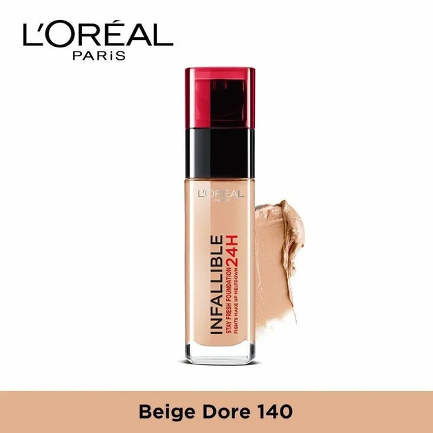 Тональный Крем Для Лица Loreal Paris Infaillible 24H Fresh Wear Foundation 140 Beige Dore 30 Мл Золотисто Бежевый - Фото 1 Тональный Крем Для Лица Loreal Paris Infaillible 24H Fresh Wear Foundation 140 Beige Dore 30 Мл Золотисто Бежевый - изображение 1