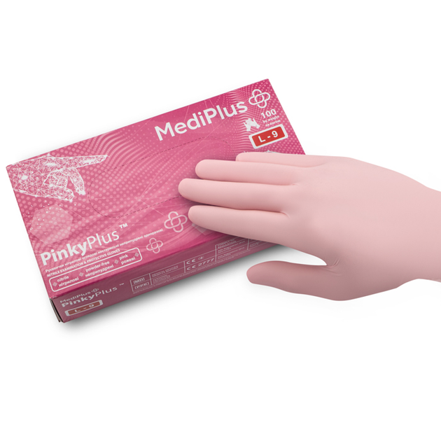 Рукавички нітрилові MEDIPLUS PinkyPlus PINK неопудрені, розмір L, 100 шт - зображення 2